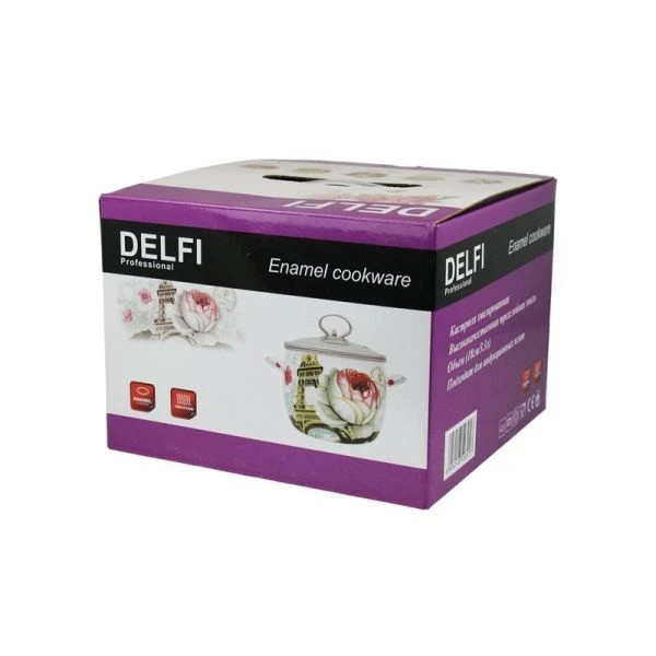 Кастрюля 3,3л эмаль Flowers со стекл.крышкой 18см индукция DL12050 (8)