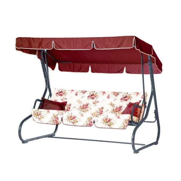 Качели садовые НОВАРА 3-х местные (до 250кг) каркас антрацит, рис.Цветы 207,2*138*166,4см Olsa, арт.