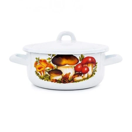 Кастрюля 1,45л эмаль ГРИБЫ цилиндрическая (6)