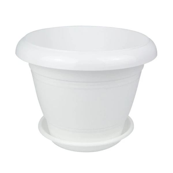 Горшок цветочный 2,1л d19см пластик ФЕСТОНА с поддоном белый 5PL0054 (24)