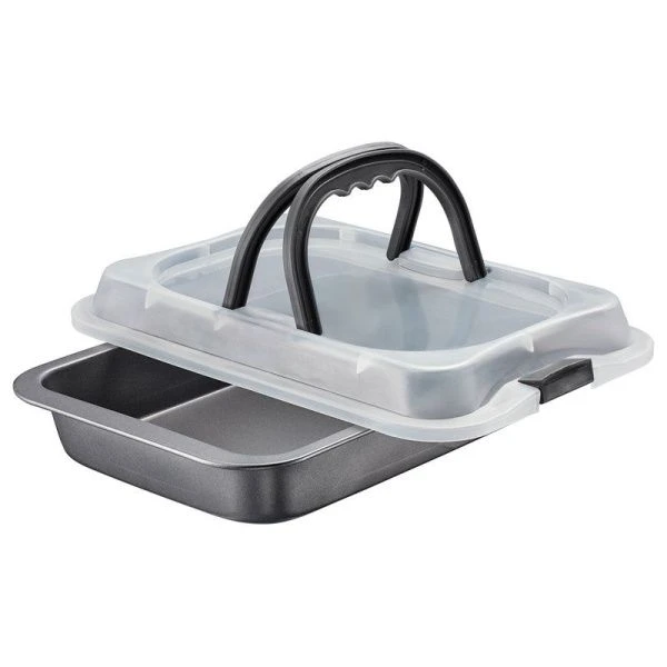 Противень 36,5*24,7*4,7см угл.сталь АП Easy глубокий с пласт.крышкой и ручками 93-CS-EA-2-07 (24/12)