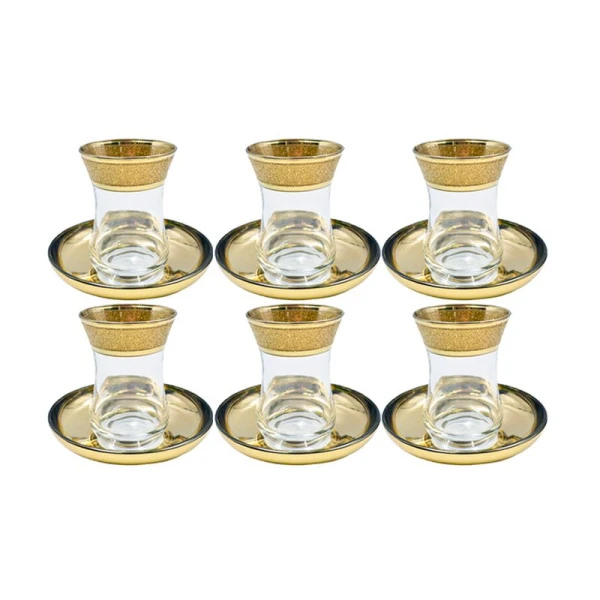 Чайный набор армуды 12пр стекло ЗОЛОТОЙ КАРАТ на 6 персон KAV23-251/AV-4201/S/J/12 (4)