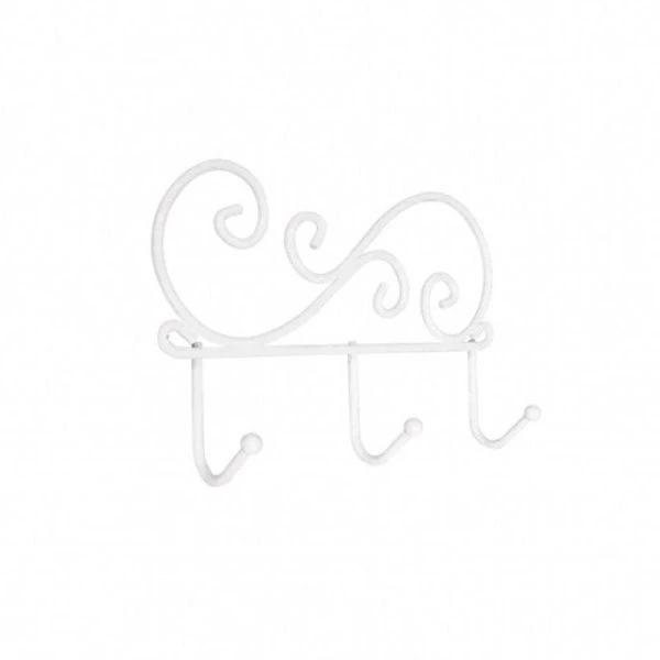 Вешалка 3 крючка настенная 20*4*13см металл КРУЖЕВА белая (10)