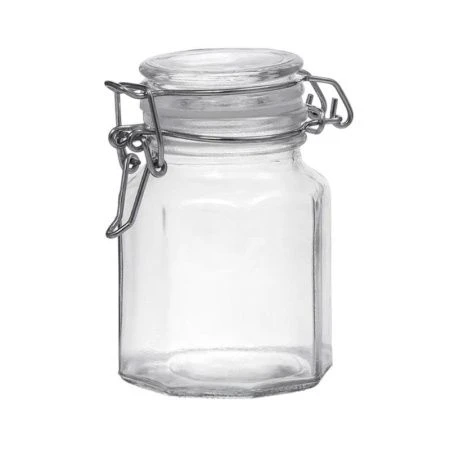 Банка для сыпучих продуктов 100мл стекло с фиксатором JC-15964 (144)