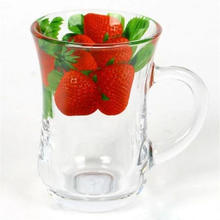 Кружка 145мл стекло АРМУД Чай и кофе КЛУБНИКА деколь (12)