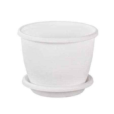 Горшок цветочный 1,1л пластик АФИНА с поддоном белый (20)