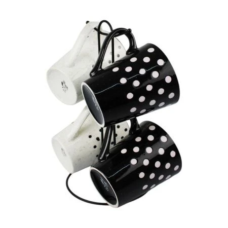 Кружки набор 4шт 380мл фарфор на мет.подставке (6) 202362