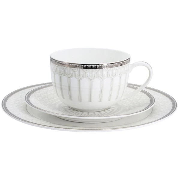 Чайный набор 40пр фарфор РИВЬЕРА на 12 персон 300мл белый с серебристым кантом AL-1006/40-E11 (2)