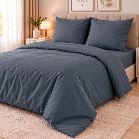 КПБ 1,5сп бязь 100%хл. Люкс Butterfly на резинке (пр.120*200*20, под.145*215, нав.70*70*2) рис Серая