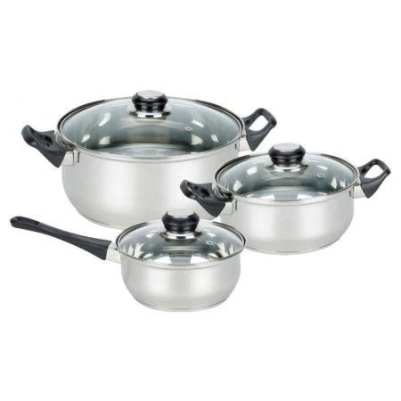 Набор посуды 3пр (к. 2/2,8л ковш 1,4л) нерж.сталь со стекл.крышками BAKS-SET-6 (4)