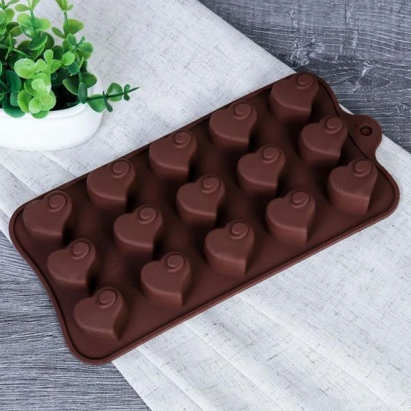 Форма для льда и конфет 15 ячеек 21*10,2*1,9см силикон СЕРДЦА HL-377 (300)