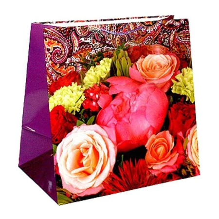 Пакет бумажный 41*41*25см квадратный Букет Неаполя 25-074 (12/144)