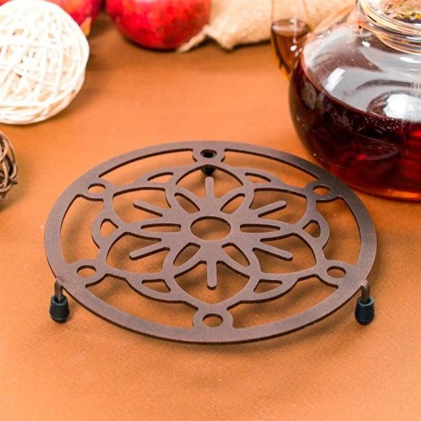 Подставка под горячее круглая 2,2*16,4*16,4см металл Коричневый 300-100Br