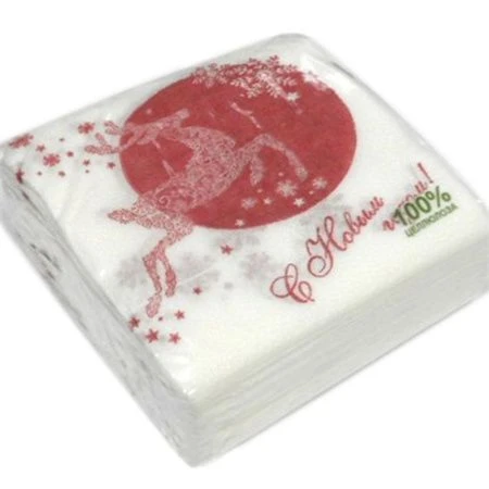 Салфетки бумажные СНЕЖИНКА 50шт. 24*24см Олень красный С,С,1,50, ЦС (42)