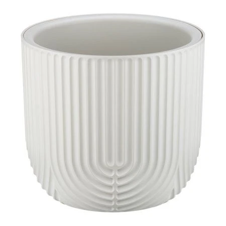 Кашпо 3,7л 220мм пластик РАМОНА со вставкой белый ротанг (8)