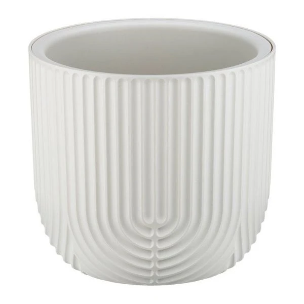 Кашпо 3,7л 220мм пластик РАМОНА со вставкой белый ротанг (8)