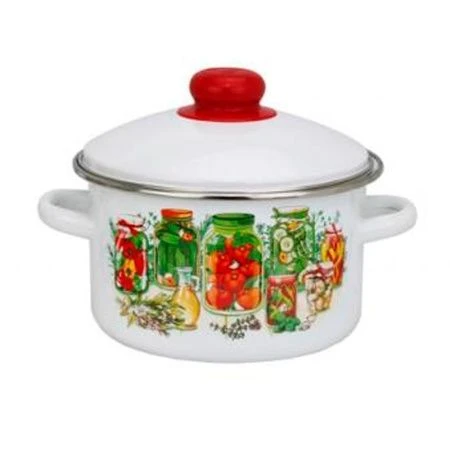 Кастрюля 4л эмаль ЗИМНИЕ ЗАПАСЫ белая с рис. 01-Б1614/4 (4)