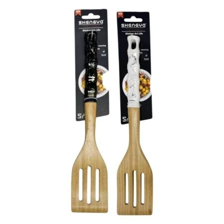 Лопатка кулинарная с прорезями бамбук КО546/JC-17461 микс (96)