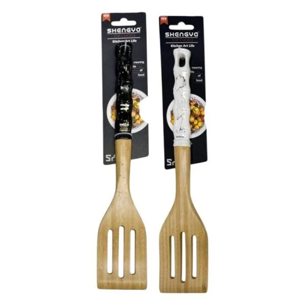 Лопатка кулинарная с прорезями бамбук КО546/JC-17461 микс (96)