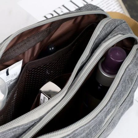 Косметичка мужская полимер/текстиль 10*25*15см BGCO серая XN-020GR (150)