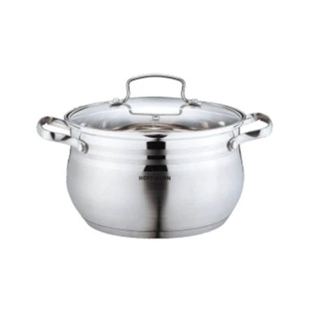 Кастрюля 2,8л нерж.сталь со стекл.крышкой 18см капс.дно индукция (6)