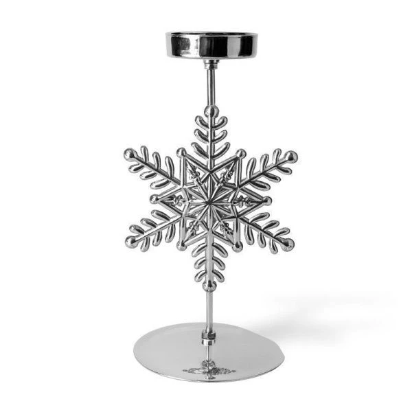 Подсвечник новогодний СНЕЖИНКА 17*9*8см металл серебро LF-DA482ST3/JC-16333 (240)