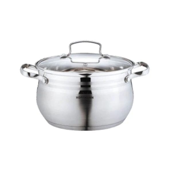 Кастрюля 2,8л нерж.сталь со стекл.крышкой 18см капс.дно индукция (6)