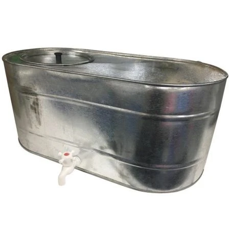 Бак для душа 55л с крышкой оцинкованный плоский с краном (1)