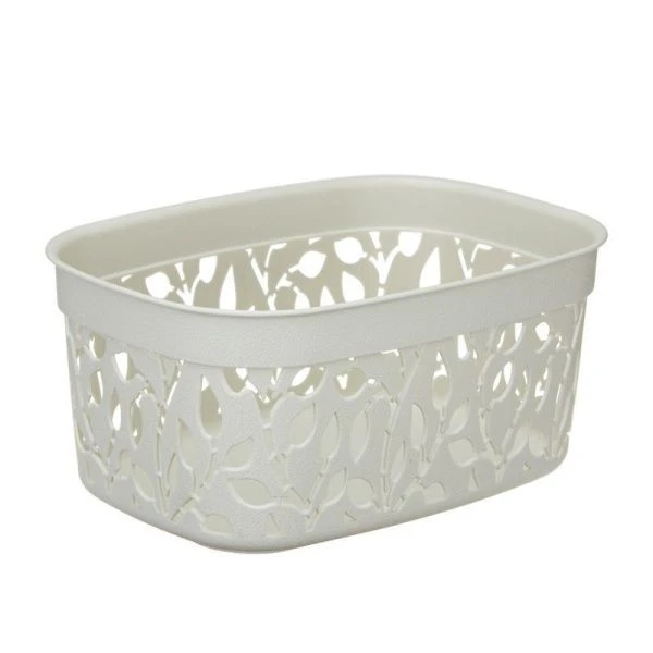Корзинка для хранения 3л 240*175*110мм пластик ФЛОРА Белый ротанг (10)