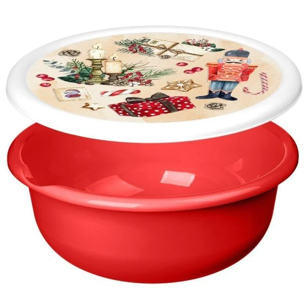 Миска 1,2л пластик ИГРУШКИ с крышкой с декором красный (18) 223138206/03