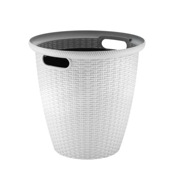 Кашпо 4,5л 210мм пластик Rattan с внутренним горшком 2,25л утренний туман (8)