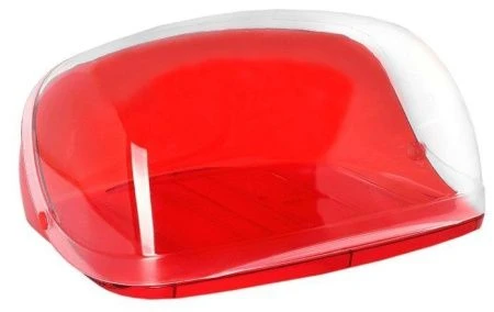 Хлебница 39*17,1*28,7см пластик КРИСТАЛЛ большая красная прозрачная (6)