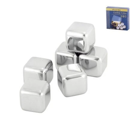 Камни для охлаждения напитков 6шт 2,7*2,7см нерж.сталь велюровый мешок для хранения арт.7793 (40)