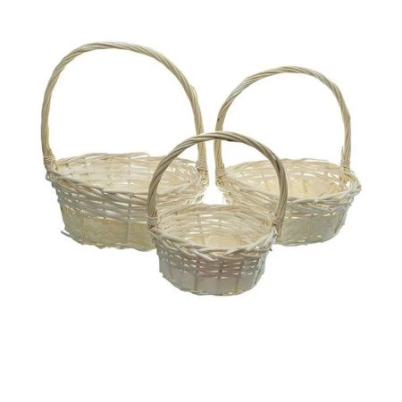 Корзинка плетеная лоза набор 3шт. 27*32/23*28/18*22см с ручкой белая 18-82 (40)
