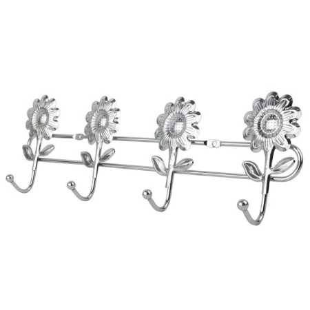 Вешалка 4 крючка Цветочки хром 30,5х9,5х3,5см НР08-137/JC-9214 (96)