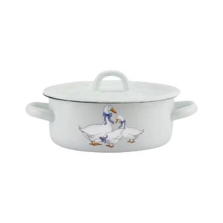 Кастрюля 1,5л эмаль ГУСИ белая с рис. 01-1608/4н (12)