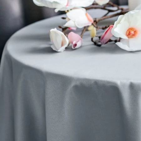 Скатерть 150см полиэстер 86% хлопок 14%  ГЛАДЬ серая 1954Д-01