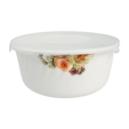 Салатник 1100мл стеклокерамика ПИОНЫ с пласт.крышкой 3XMW-YF-19015-2