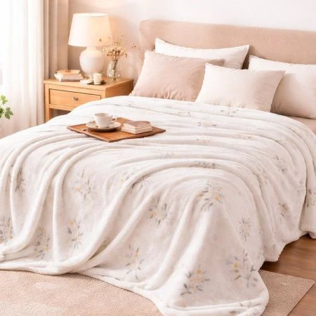 Плед евро 230*230см 350г/см Фланелевый плюш голубое BL24-2/JC-18247 (8)