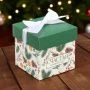 Коробка новогодняя подарочная складная картон Новогодние ветки 10*10*10см Коробка новогодняя подарочная складная картон Новогодние ветки 10*10*10см