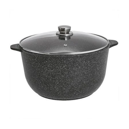 Кастрюля-казан алюминий АП МЕГАЛИТ 18 стекл.крышка Гранит (6)