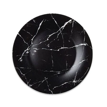 Тарелка мелкая 17,5см стеклокерамика черный мрамор плоская круглая (6/72)