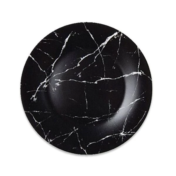 Тарелка мелкая 17,5см стеклокерамика черный мрамор плоская круглая (6/72)
