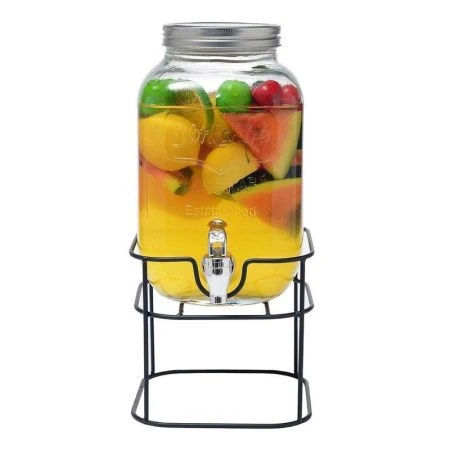 Банка для лимонада 4л стекло на мет.подставке 2000-4000 (8)