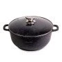 Кастрюля литой 6,5л алюминий АП со стекл.крышкой 28см h12,5см черный мрамор (8)