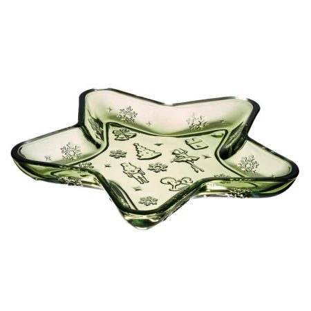 Блюдо сервировочное 21*21*2,5см стекло ЩЕЛКУНЧИК зеленый (16)