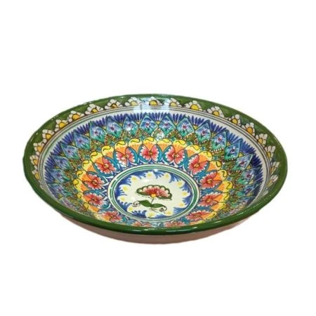 Фруктовница 25см керамика зеленая круглая (10)