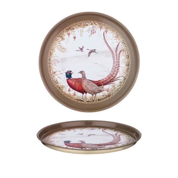 Поднос 33*2,1см окрашенная нерж.сталь ОХОТА круглый (20)