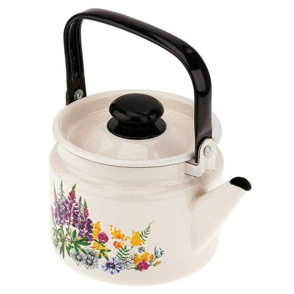 Чайник 3,5л эмаль ЛЮПИНЫ жемчужный С-2713/4Жм Рч (4)