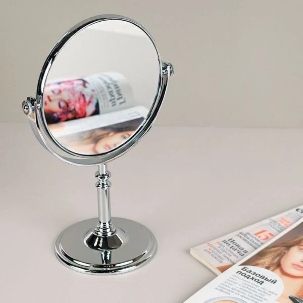 Зеркало настольное 16см пластик серебро CW419-10 (60)